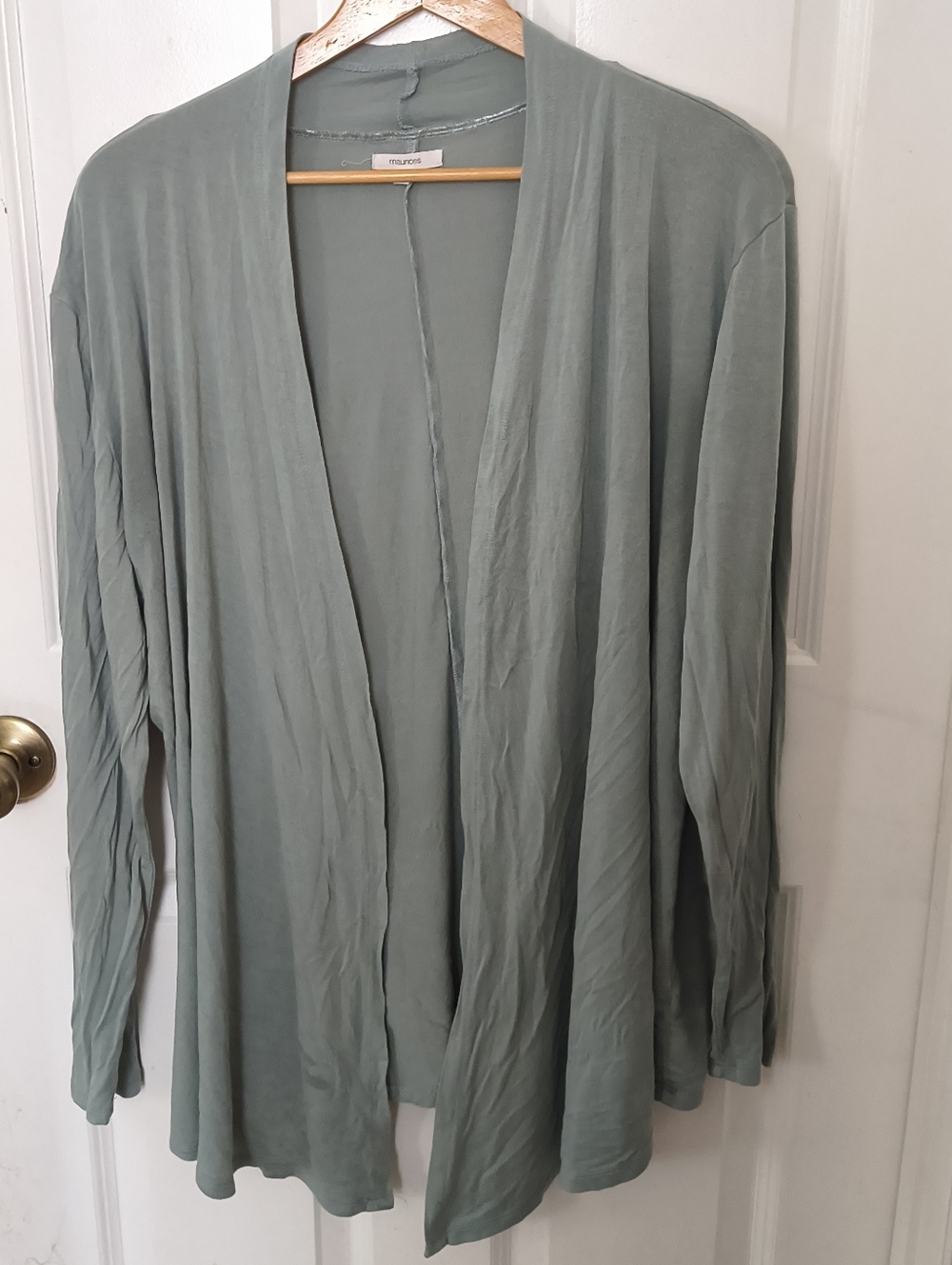 Maurices Sage Green Open-Front Draped Cardigan Size XXL Office Wear